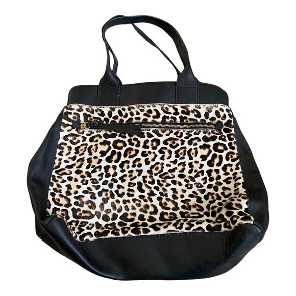 Boden Sherborne Leopard Print Cow Hide Leather Tote Purse - Picture 1 of 15